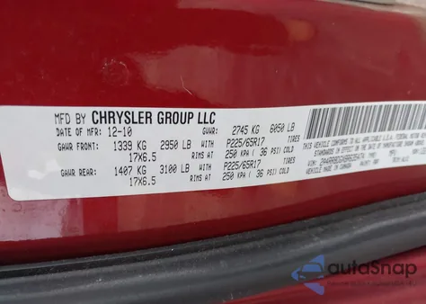 2011 Chrysler Town & Country Touring-L из США, поврежденный, VIN 2A4RR8DGXBR635474